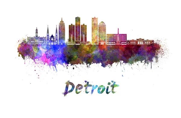 Skyline van Detroit in aquarel — Stockfoto