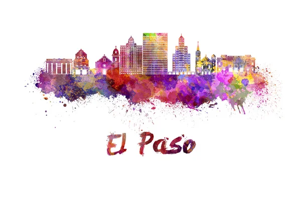 El Paso skyline em aquarela — Fotografia de Stock