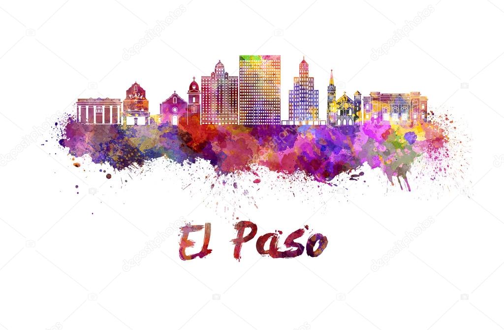 El Paso skyline in watercolor