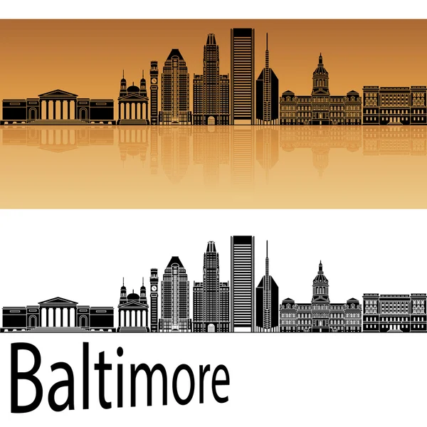 Baltimore skyline em laranja — Vetor de Stock