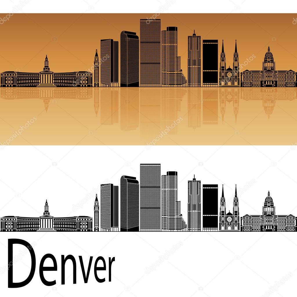 Denver skyline in orange