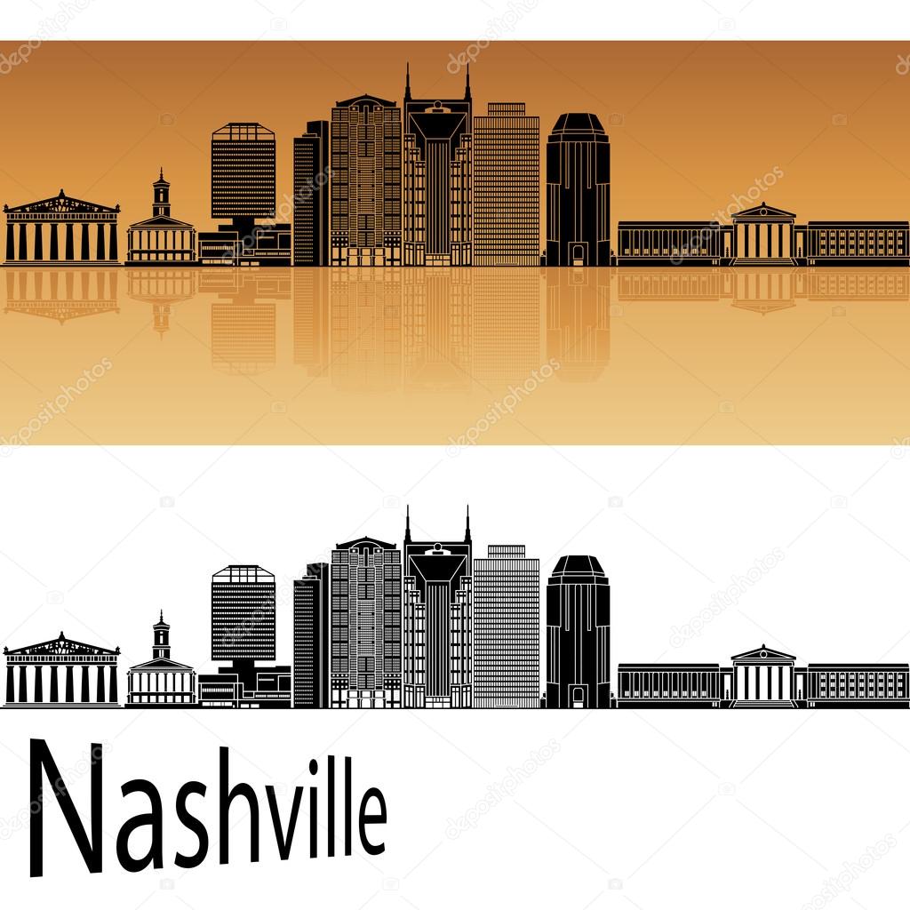 Nashville skyline in orange