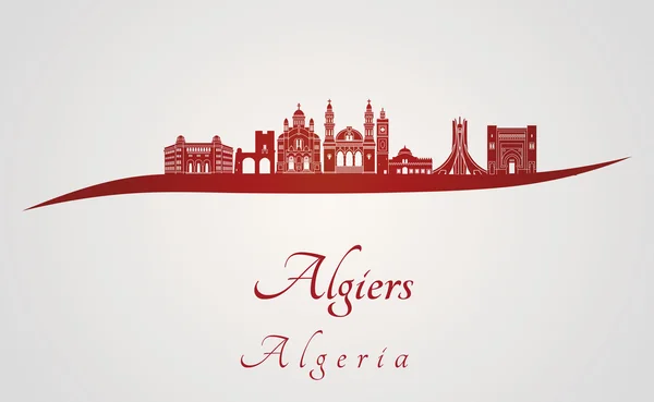 Algiers skyline in red — Stock Vector