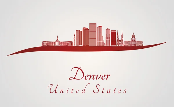 Denver skyline-piros — Stock Vector