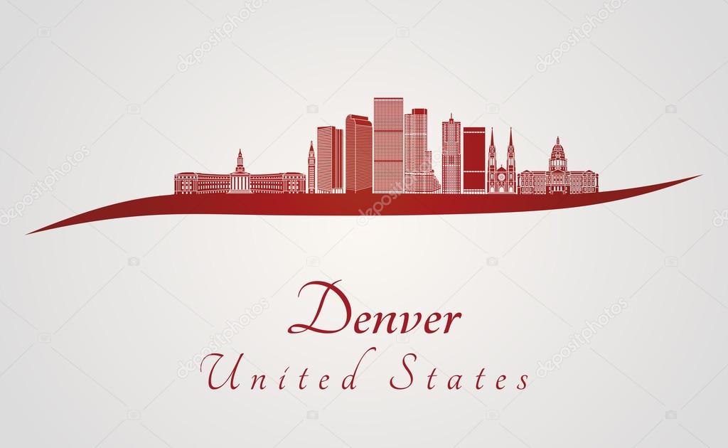 Denver skyline in red