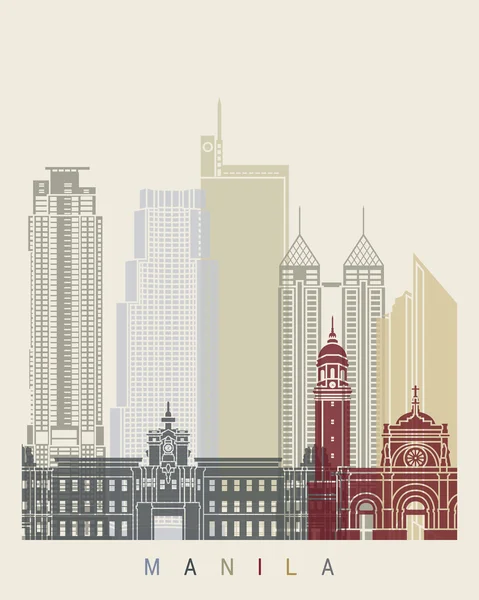 Plakat Manila skyline — Wektor stockowy