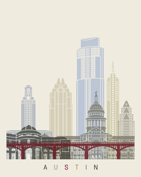 Poster skyline di Austin — Vettoriale Stock