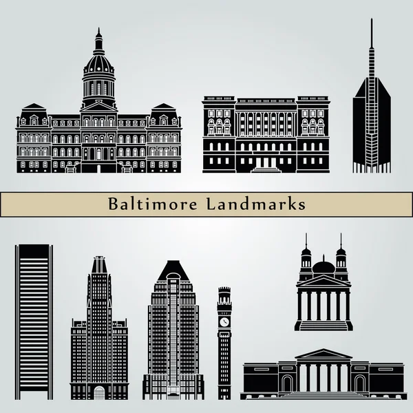 Baltimore Landmarks  and monuments — Stock Vector