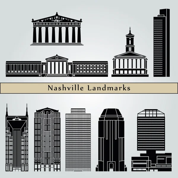 Nashville památky a památky — Stockový vektor