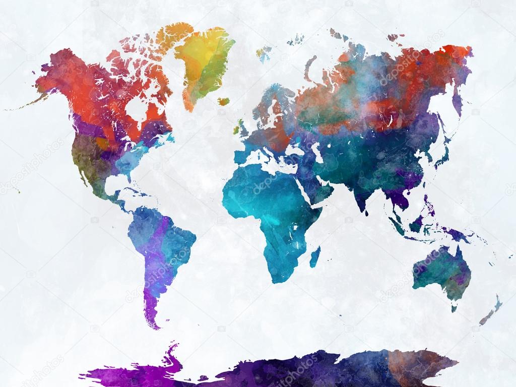World map in watercolor 