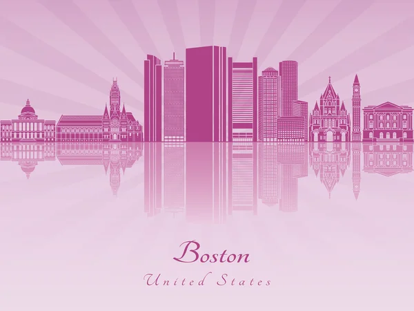 Skyline di Boston in orchidea radiante viola — Vettoriale Stock
