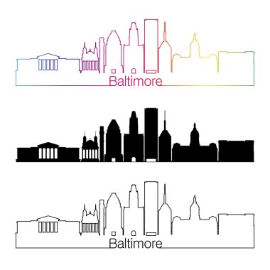 Baltimore skyline doğrusal stiliyle gökkuşağı