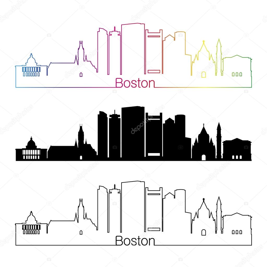 Boston V2 skyline linear style with rainbow