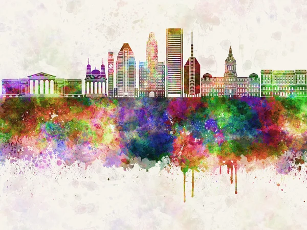 Baltimore V2 skyline in watercolor background — Stock Photo, Image