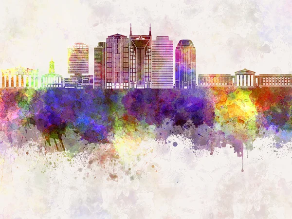 Nashville V2 skyline em fundo aquarela — Fotografia de Stock