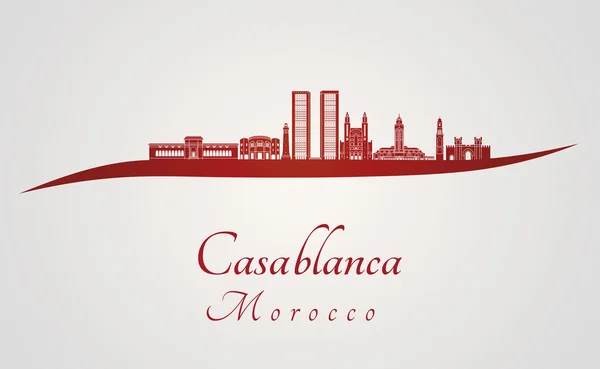 Casablanca skyline in red — Stock Vector