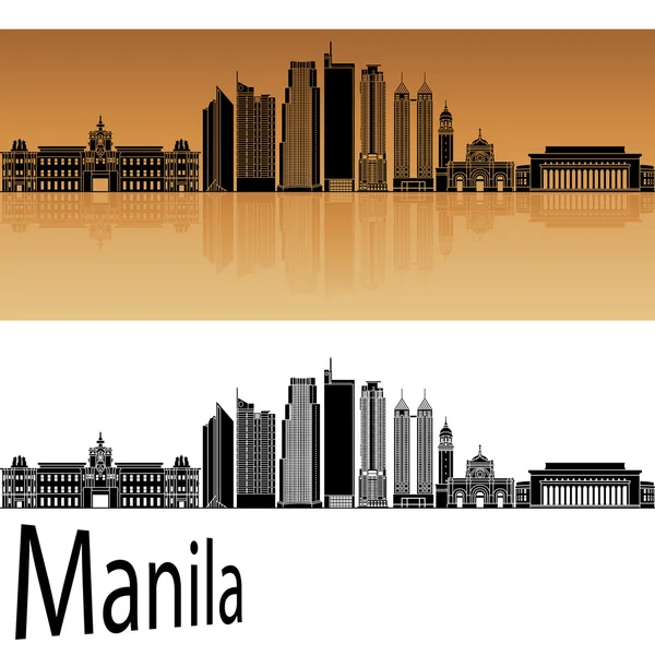 Manila Skyline in orange — Stock Vector