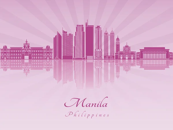 Manila v2 Skyline in violett leuchtender Orchidee — Stockvektor