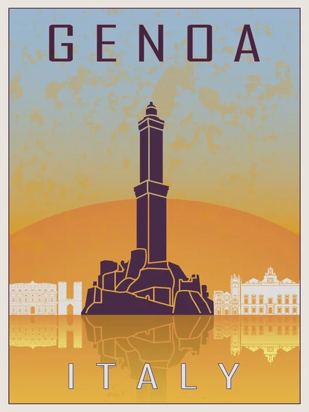 Genua Vintage Poster — Wektor stockowy