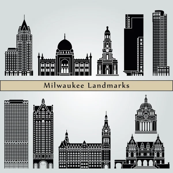 Monumentos y monumentos de Milwaukee — Vector de stock