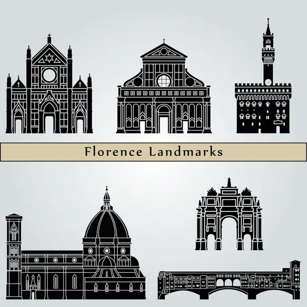 Florence landmarks and monuments — Stock Vector