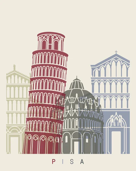 Pisa skyline cartaz — Vetor de Stock
