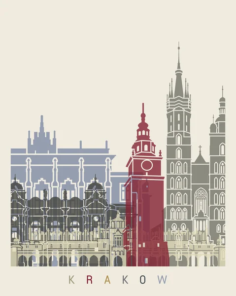 Krakow skyline affisch — Stock vektor