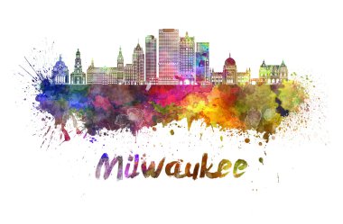 Milwaukee V2  skyline in watercolor clipart