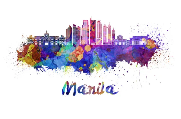 Skyline Manila V2 em aquarela — Fotografia de Stock