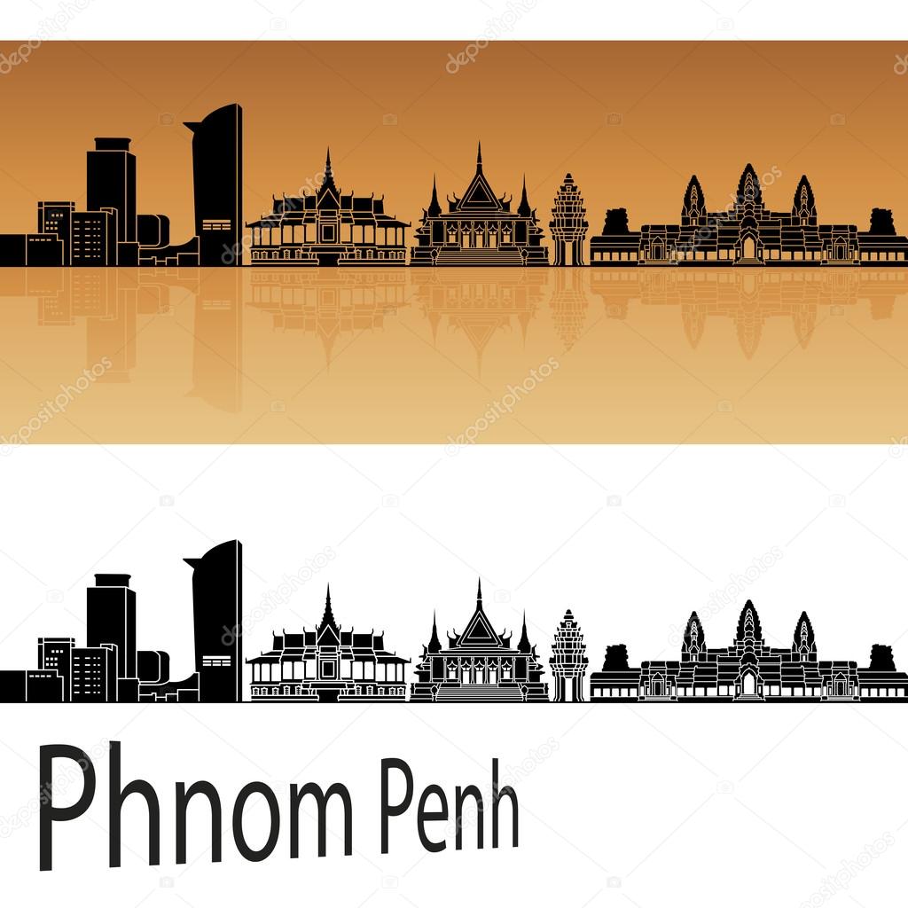 Phnom Penh skyline in orange