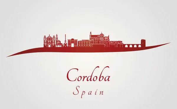 Cordoba skyline in red — Stock Vector