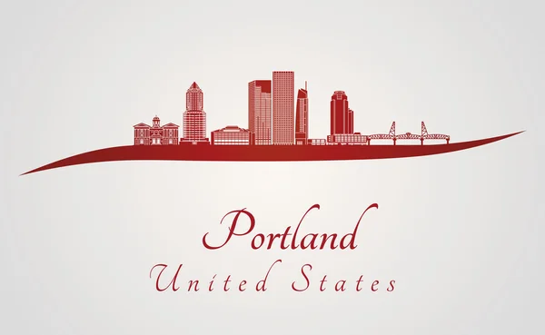 Portland V2 skyline in red — Stock Vector