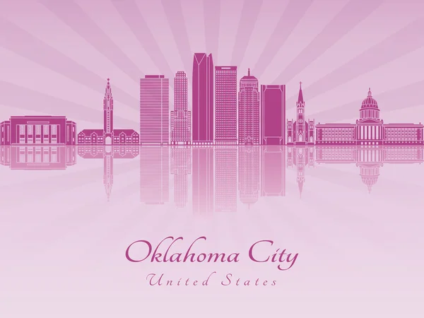 Oklahoma City V2 skyline em roxo orquídea radiante — Vetor de Stock