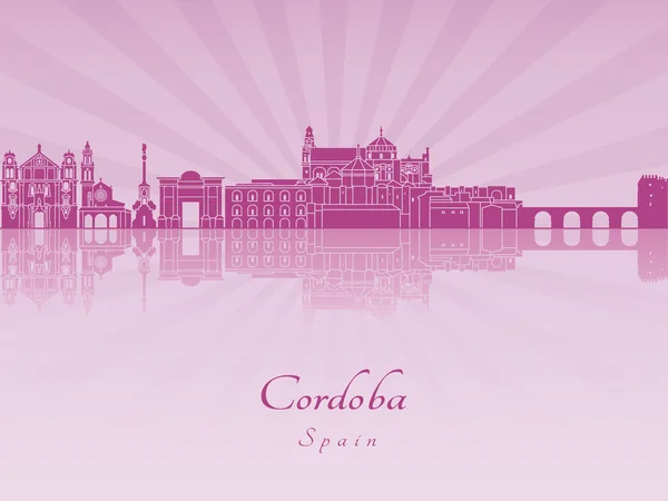 Cordoba skyline in purple radiant orchid — Stock Vector