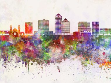 Albuquerque V2 manzarası suluboya arka planda
