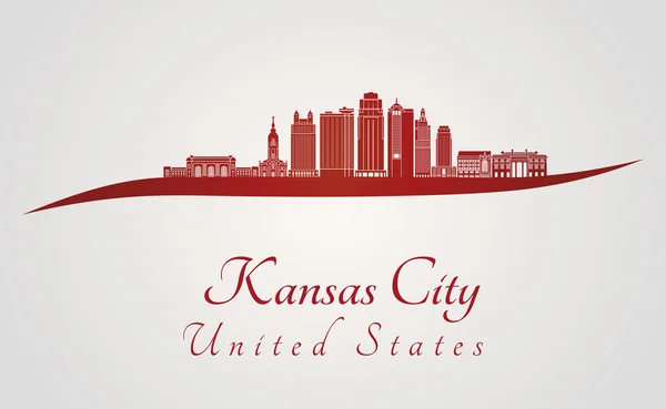 Kansas City V2 skyline i rött — Stock vektor