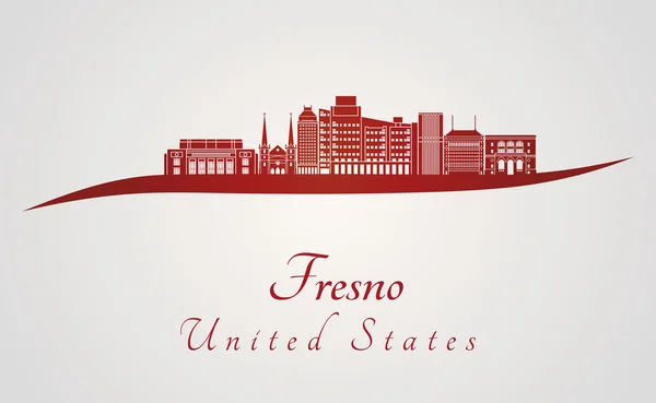 Skyline Fresno V2 en rojo — Vector de stock