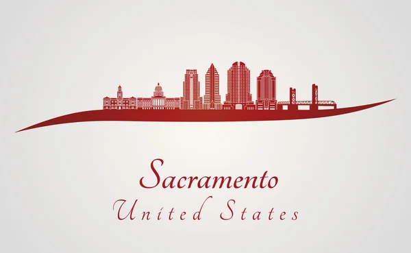 Sacramento V2 skyline-piros — Stock Vector