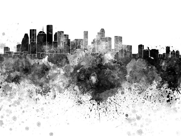 Houston skyline in black watercolor on white background — Stock Photo, Image