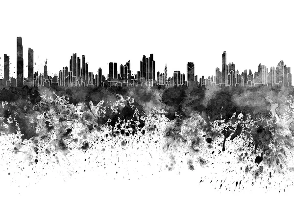 Panama City skyline in black watercolor on white background — Stock Photo, Image