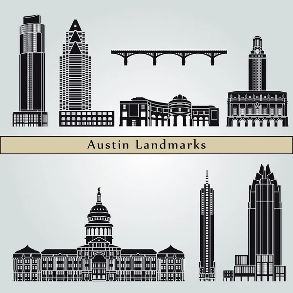 Austin landmarks and monuments — Stock Vector