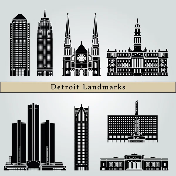 Detroit monumenti e monumenti — Vettoriale Stock