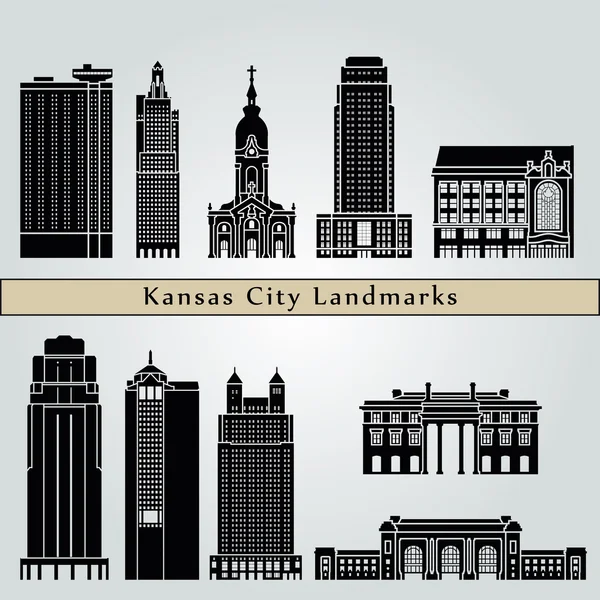 Monumentos y monumentos de Kansas City — Vector de stock