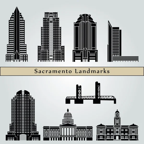 Marcos e monumentos de Sacramento — Vetor de Stock