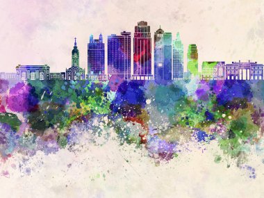 Kansas City V2 manzarası suluboya arka planda