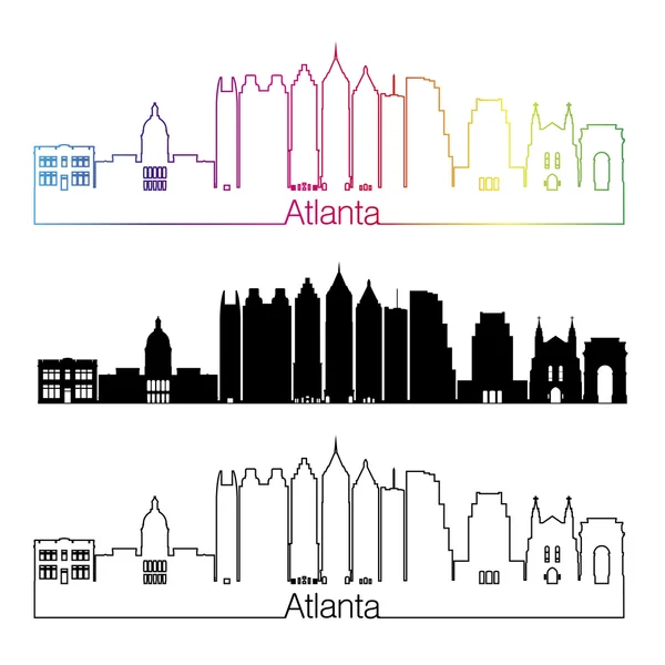 Atlanta V2 skyline estilo lineal con arco iris — Vector de stock