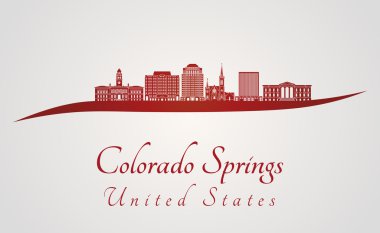 Colorado Springs V2 skyline in red clipart