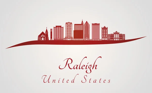Raleigh v2 skyline in rot — Stockvektor