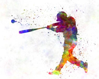 Suluboya ile izole edilmiş beyzbol oyuncusu