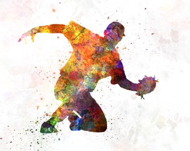 Suluboya ile izole edilmiş beyzbol oyuncusu